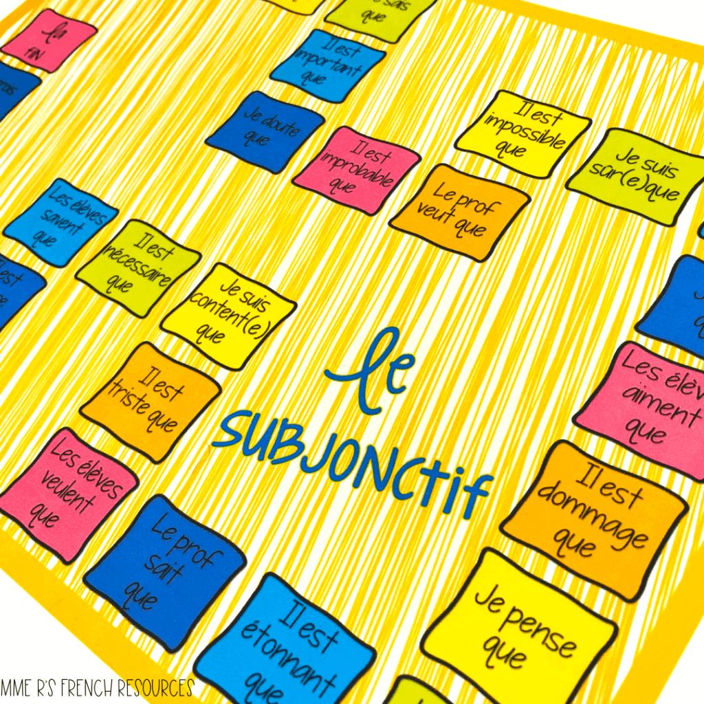Board game for practicing the French subjunctive conjugations