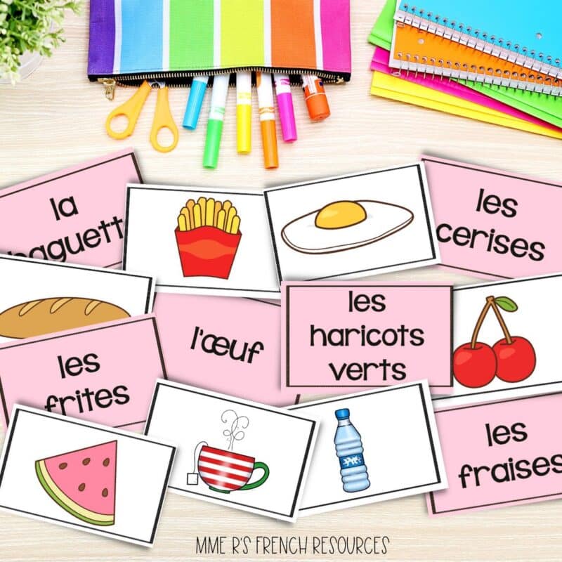 French vocabulary game for practicing food words