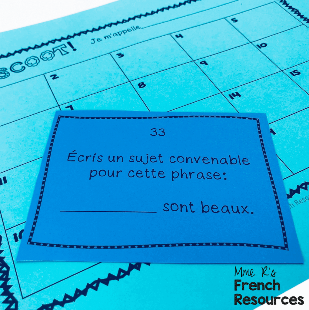 Game for practicing French adjectives