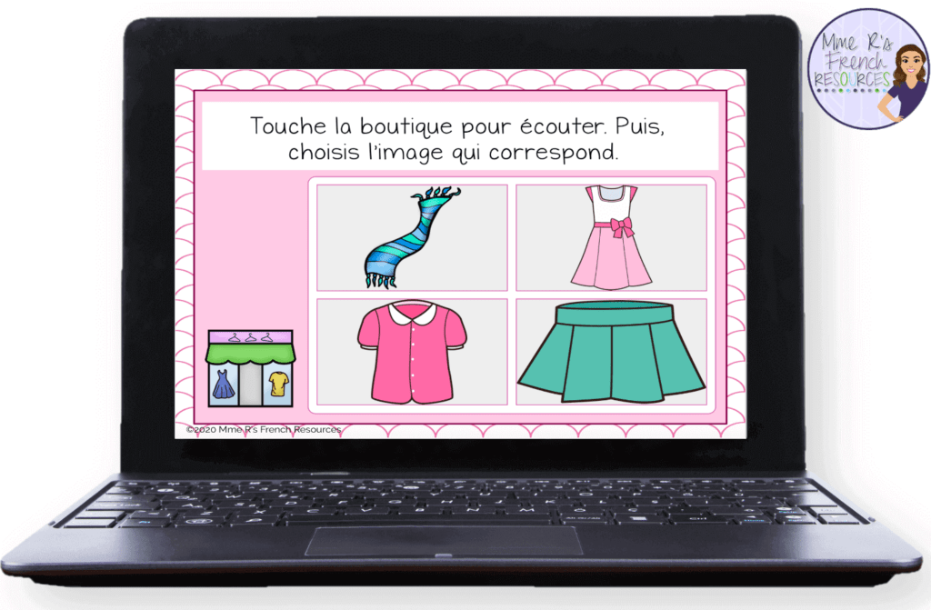 French clothing listening activity with digital task cards