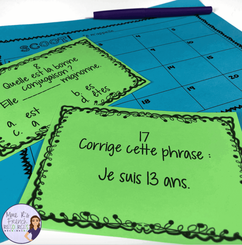 French task card scoot game for verbs avoir and être