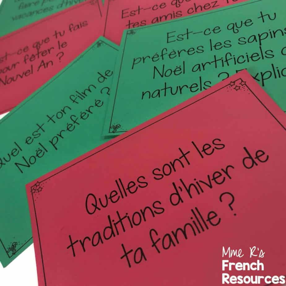 French Christmas vocabulary speaking prompts for oral communication in core and immersion classes
