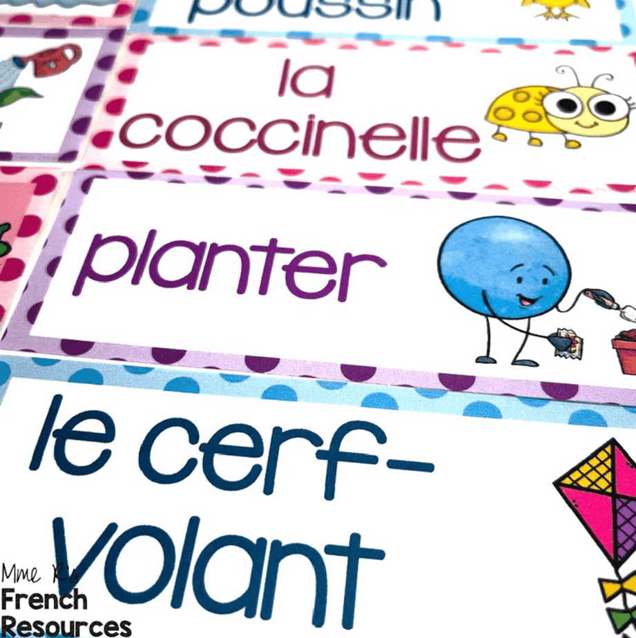 French spring vocabulary word wall