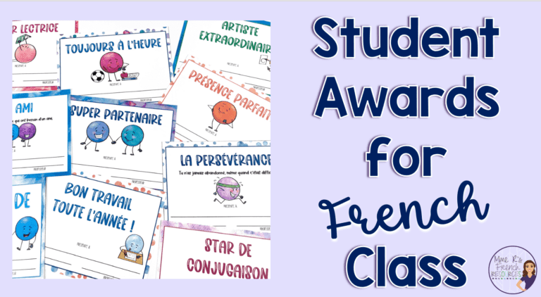 Student award certificates for French class
