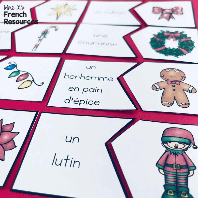 French Christmas vocabulary puzzle student activity