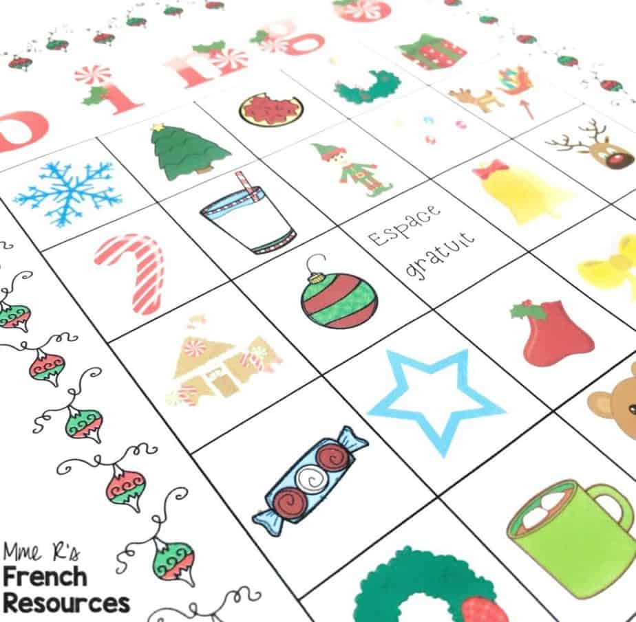 French Christmas bingo game