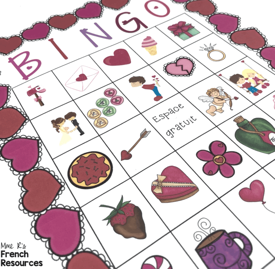 French Valentine's Day bingo game