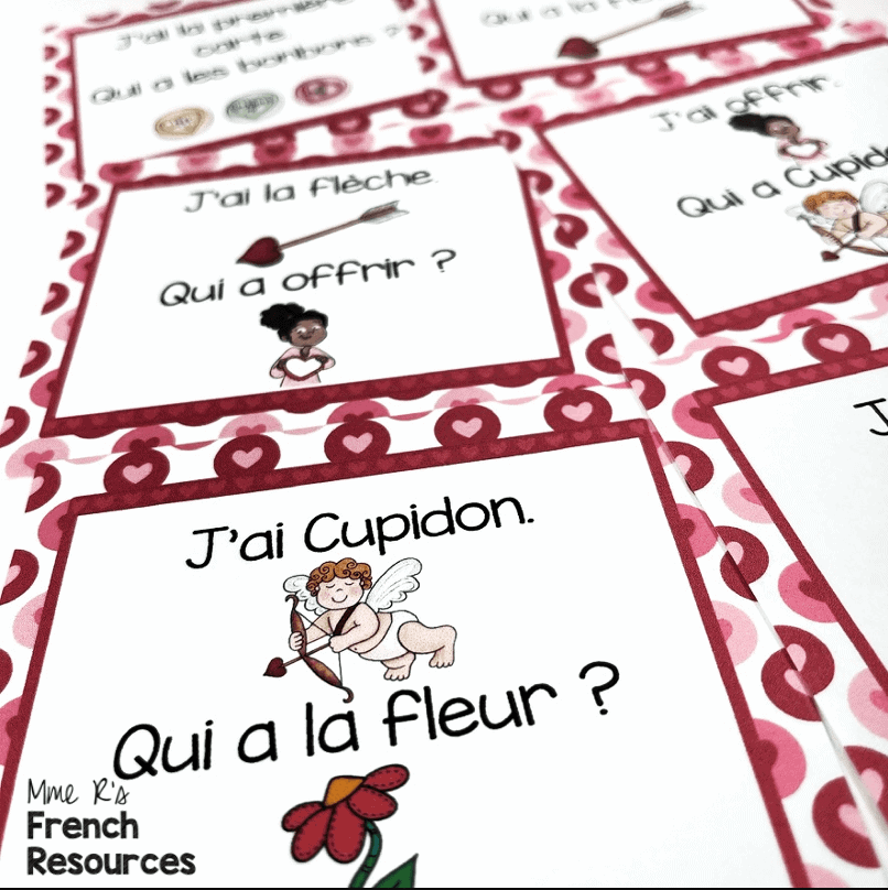French J'ai qui a activity for Valentine's Day
