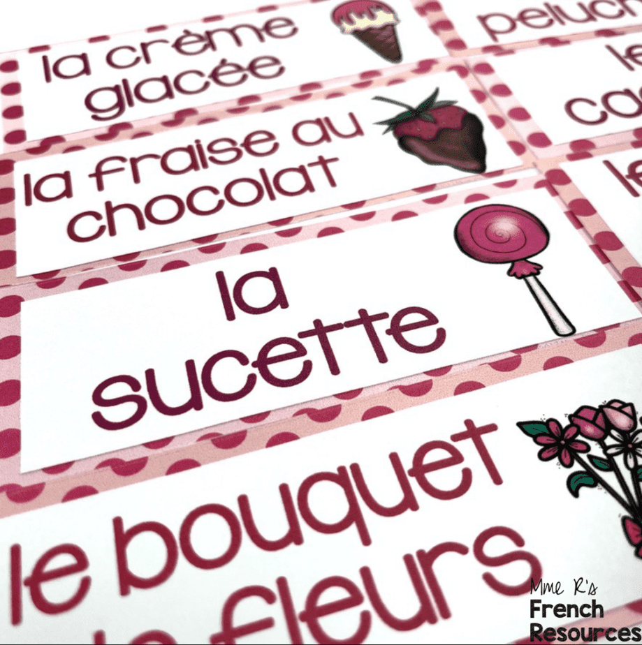 French Valentine's Day vocabulary word wall