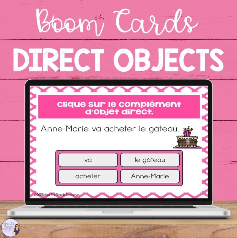 French direct object Boom Cards