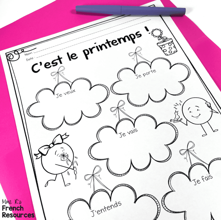 French writing activity for beginners 