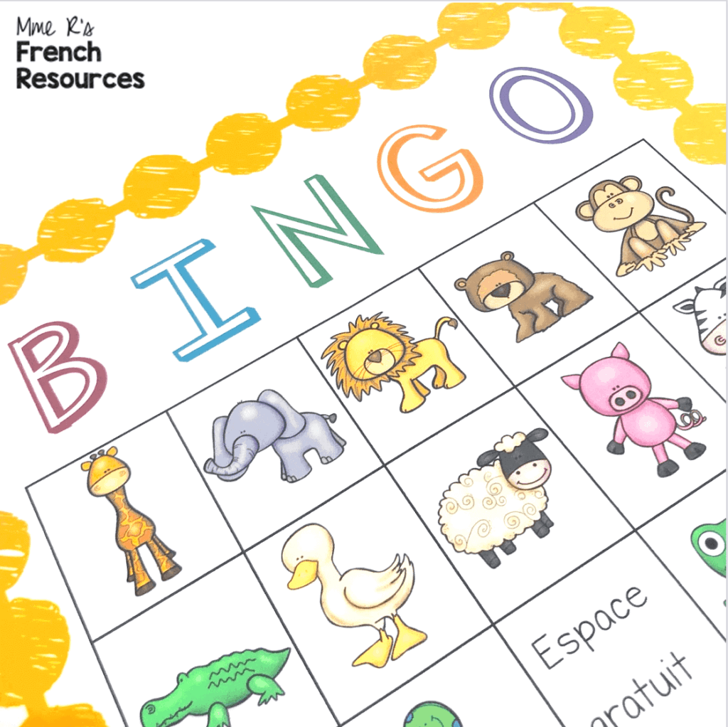 French-animal-vocabulary-bingo