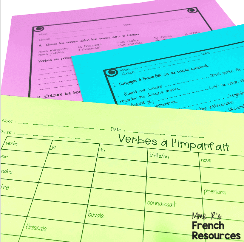 French-imparfait-worksheets