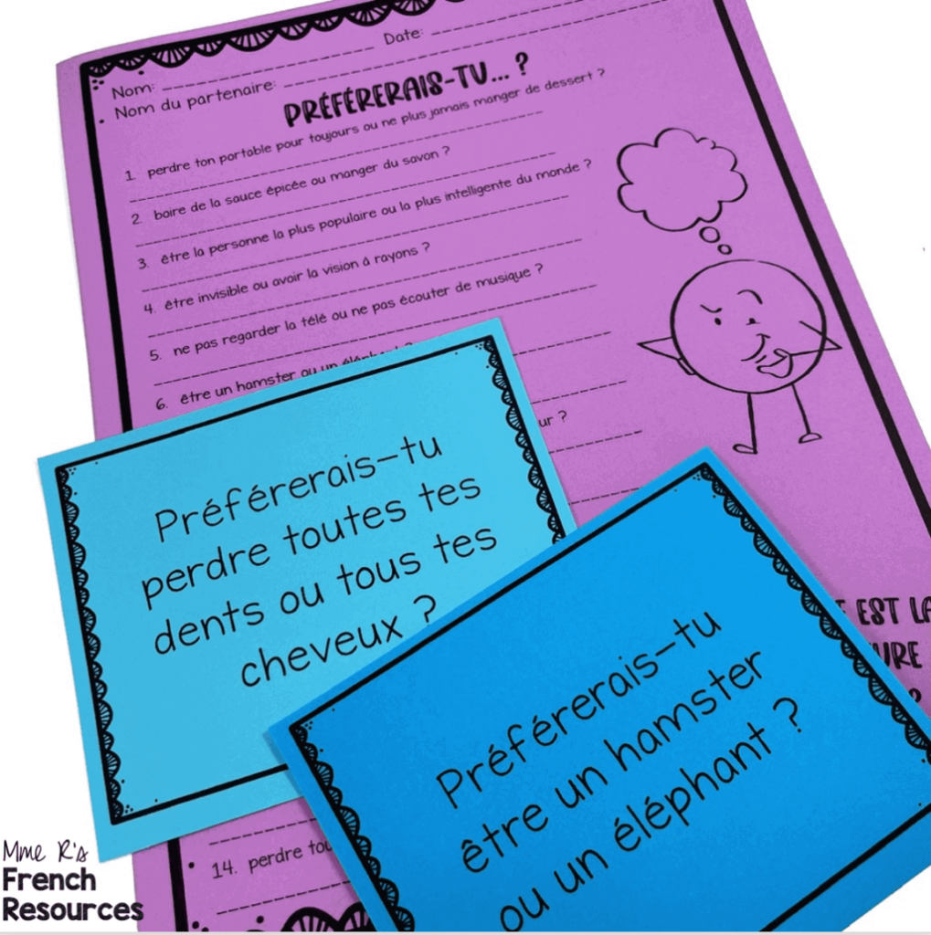 Ice-breaker activities for French class immersion and core