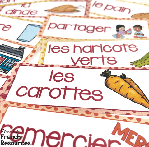 French Thanksgiving vocabulary word wall
