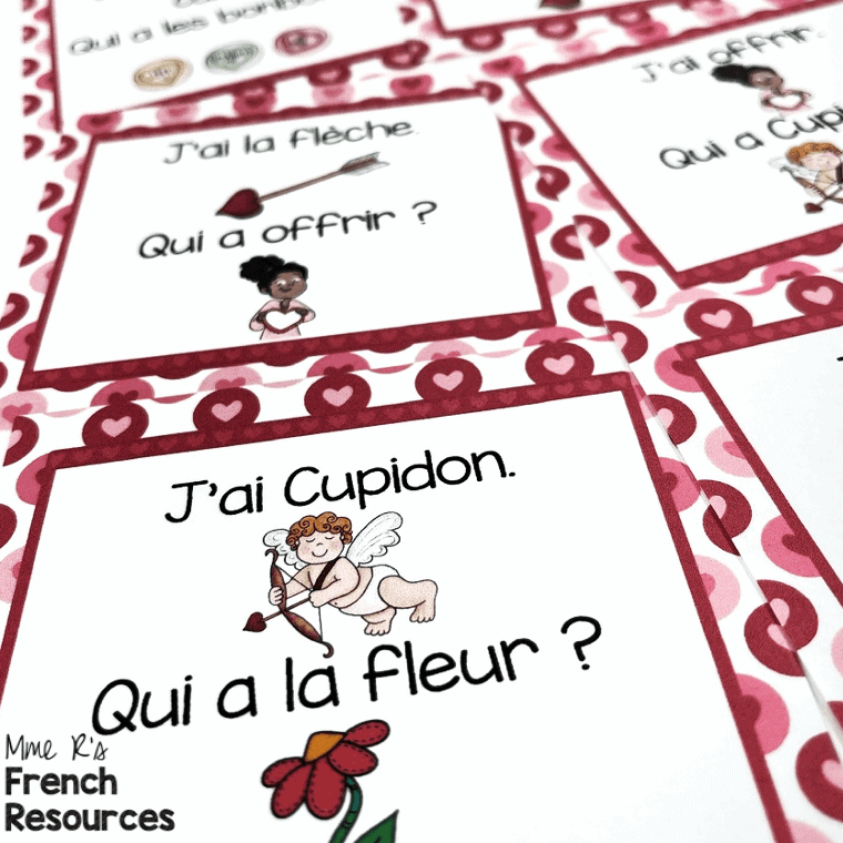French J'ai qui a activity for Valentine's Day