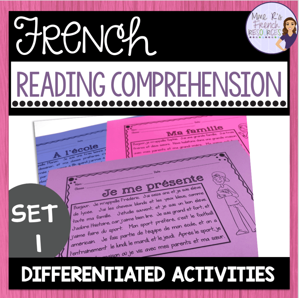 French differentiated reading comprehension worksheets