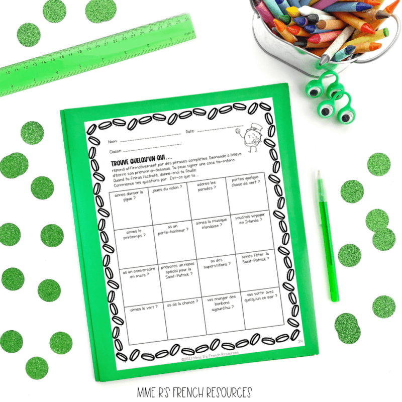French St. Patrick's Day speaking activity