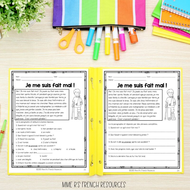 differentiated French reading activity