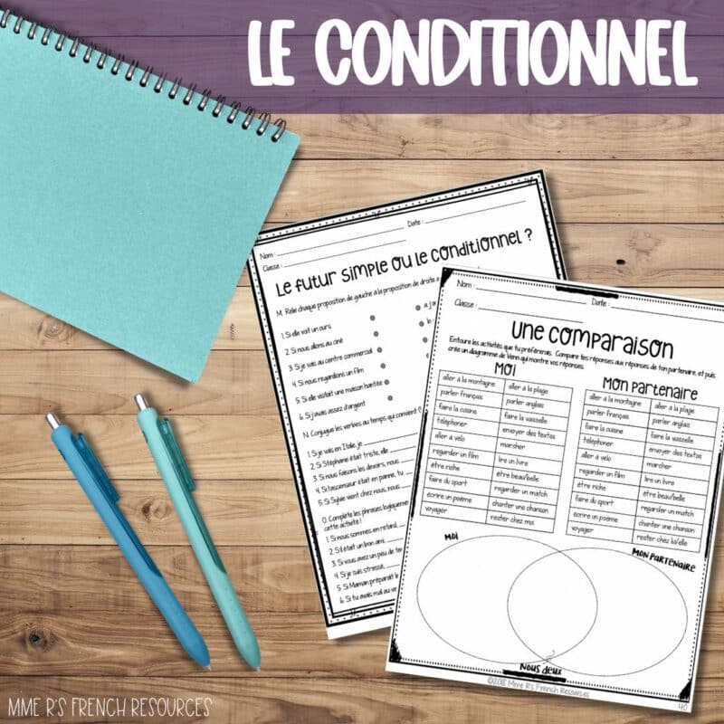 worksheets for the French conditional