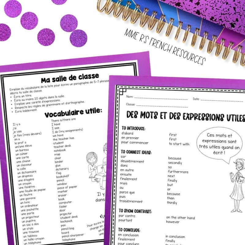 French vocabulary lists for beginning students