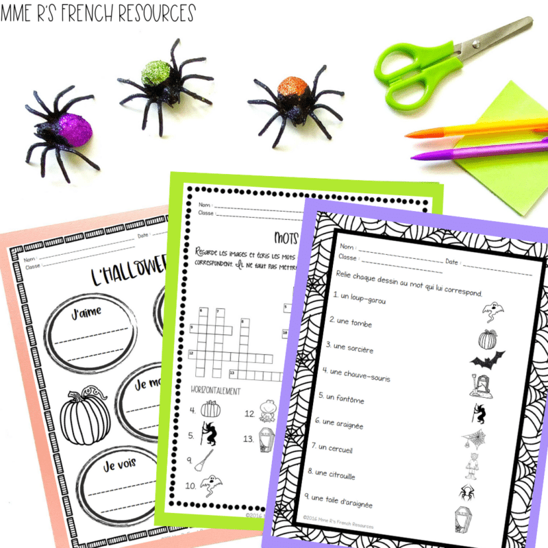 French Halloween worksheets