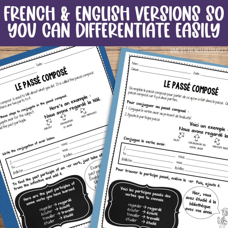 Worksheets for core French and French immersion