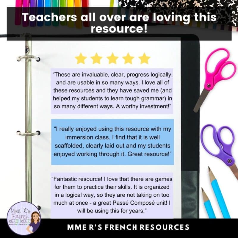 Mme R's French Resources reviews for passé composé worksheets