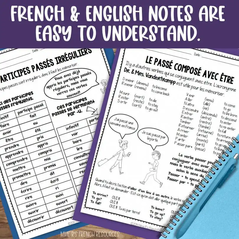 French Passé Composé Bundle 5 passé composé worksheets
