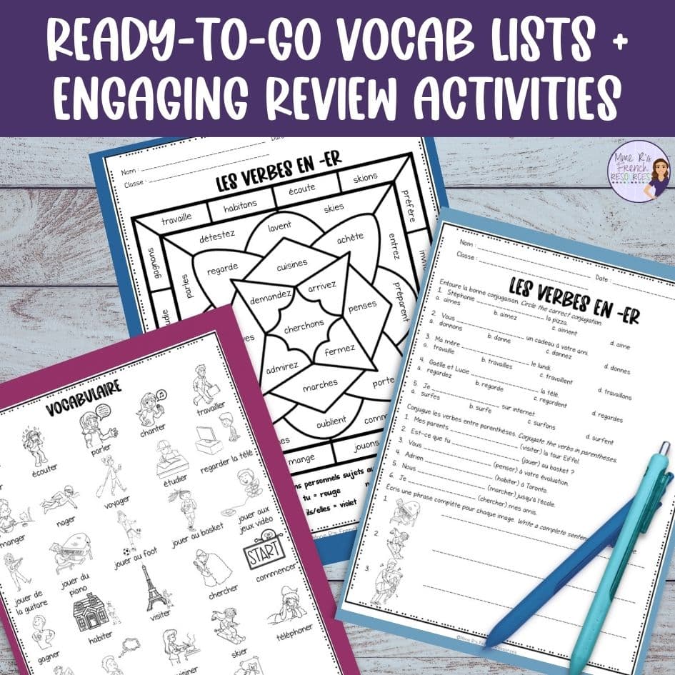 French vocabulary worksheets