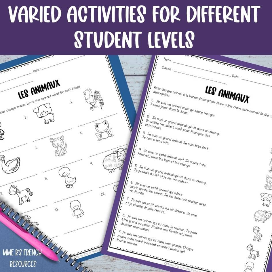 French worksheets for kids