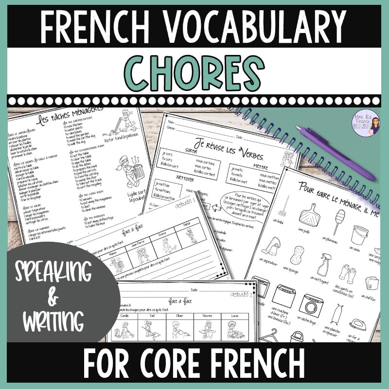 French chores worksheets