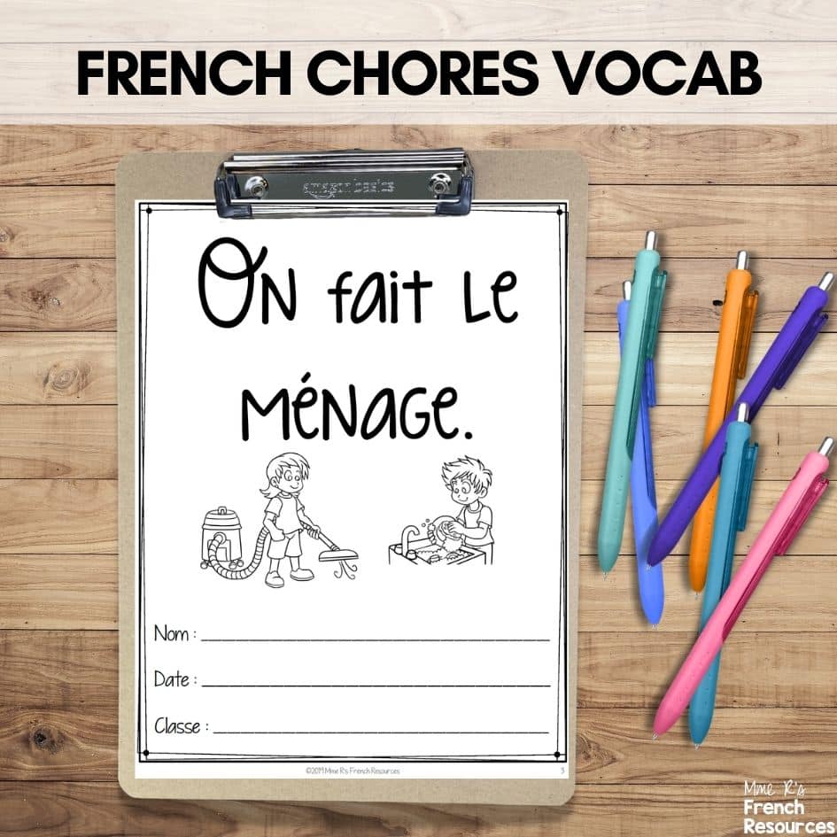 French chores worksheets