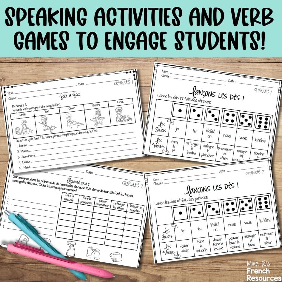 French chores speaking activities