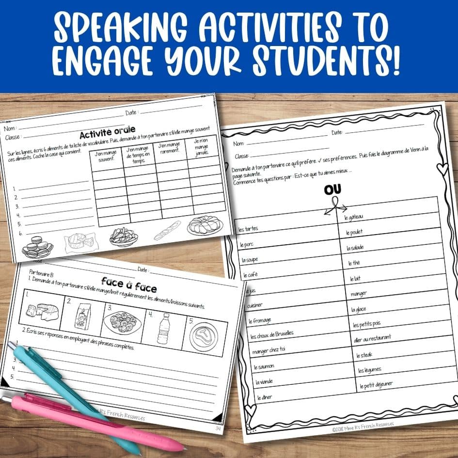 French food speaking activities