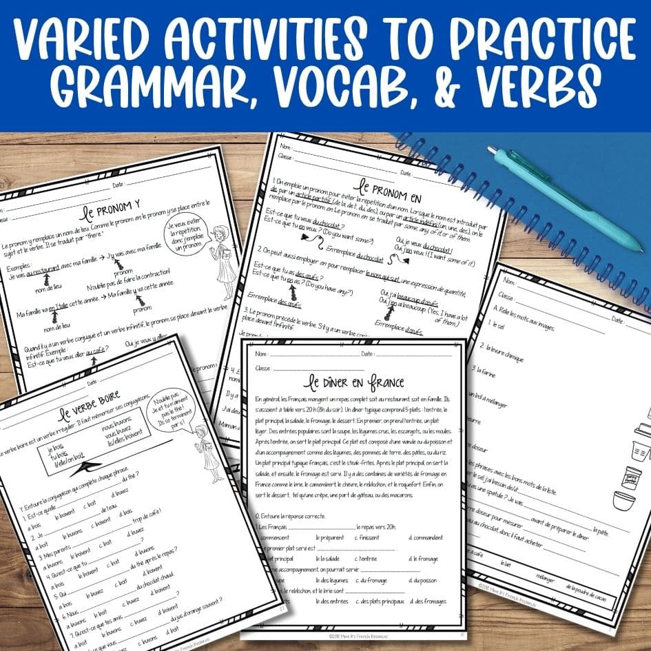 French food worksheets