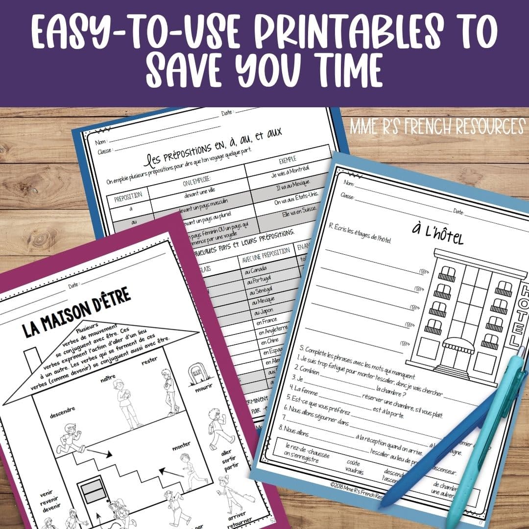 beginner French worksheets