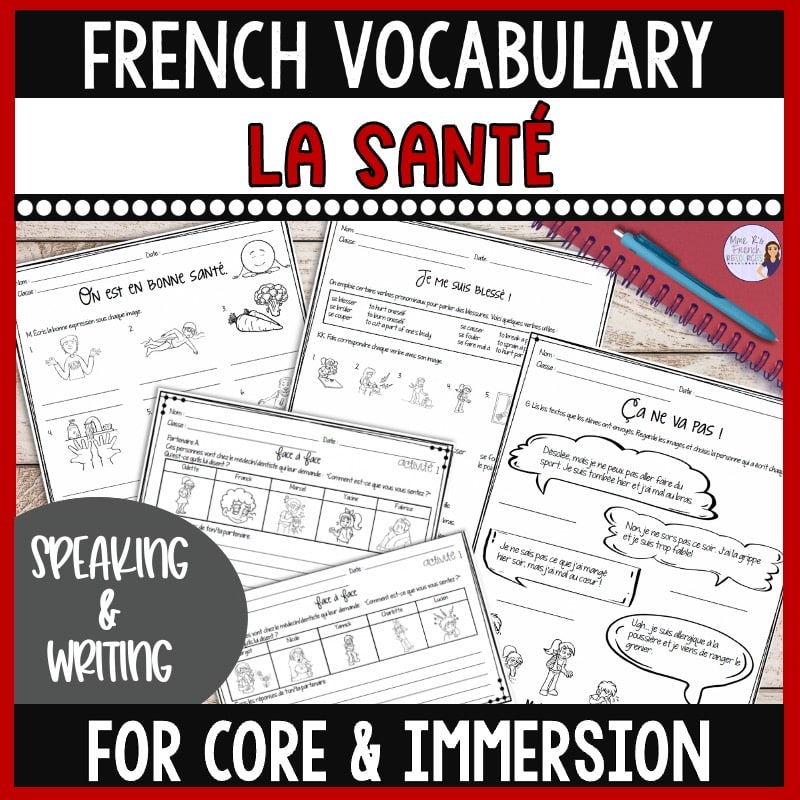French health worksheets