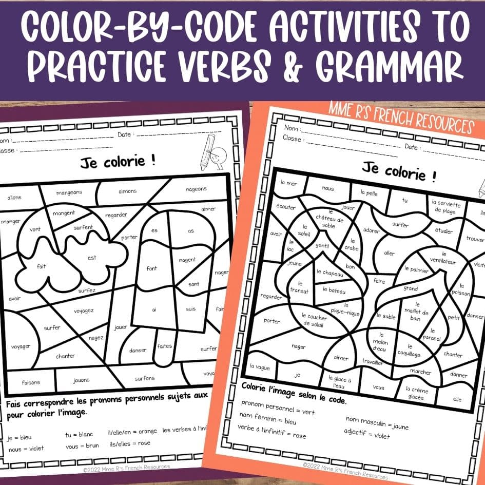 French summer worksheets