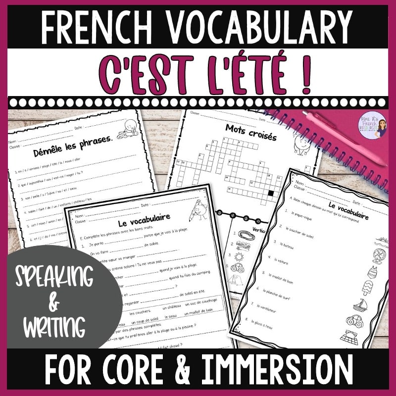 French summer worksheets
