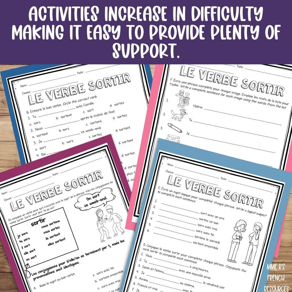 French verb worksheets