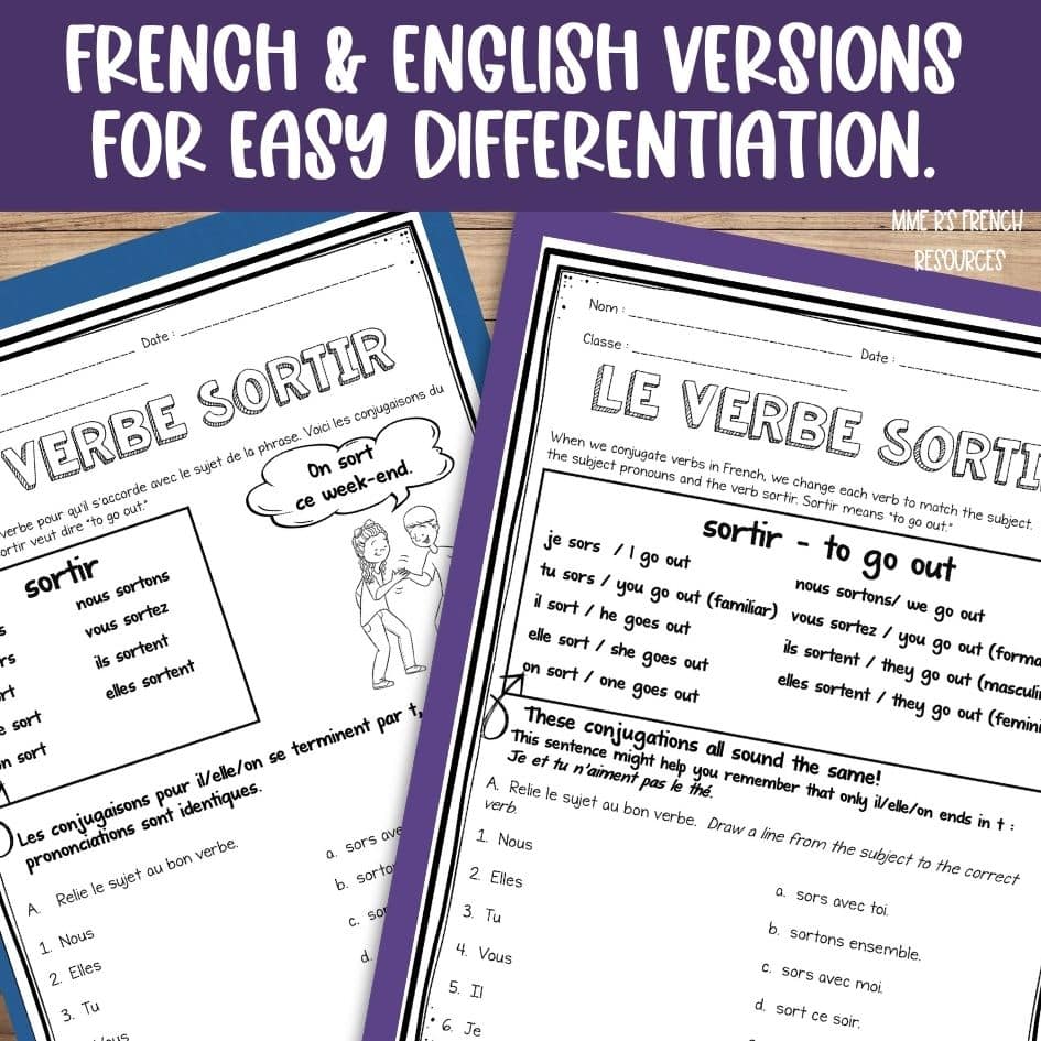 Sortir, dormir, partir worksheets - Image 3