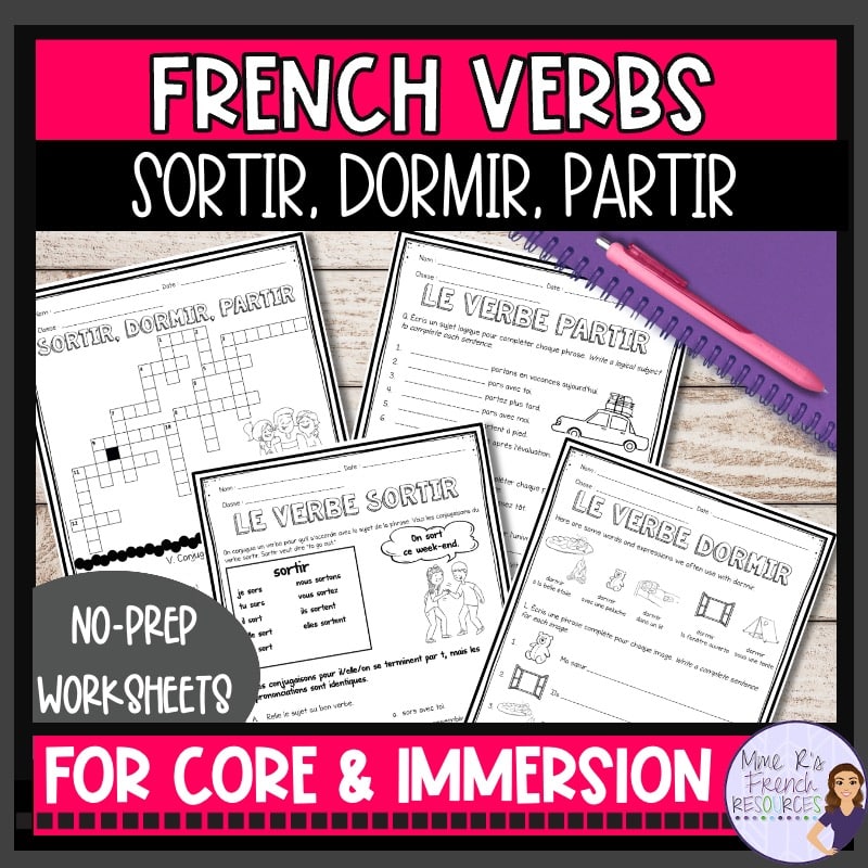 sortir dormir partir worksheets
