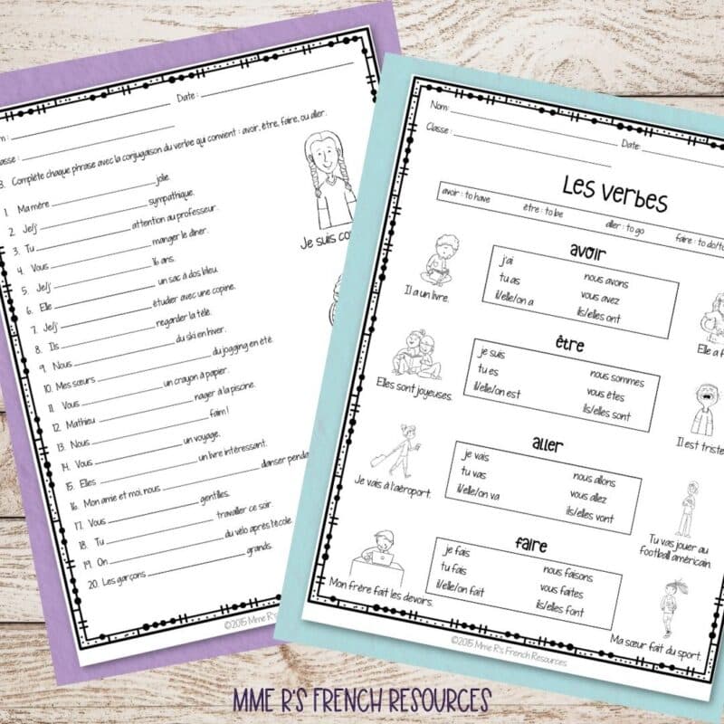 Free French verb review activity 