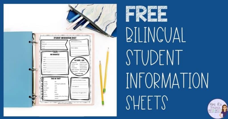 French student information sheets