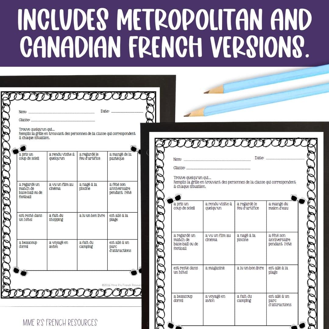 French passé composé speaking activity