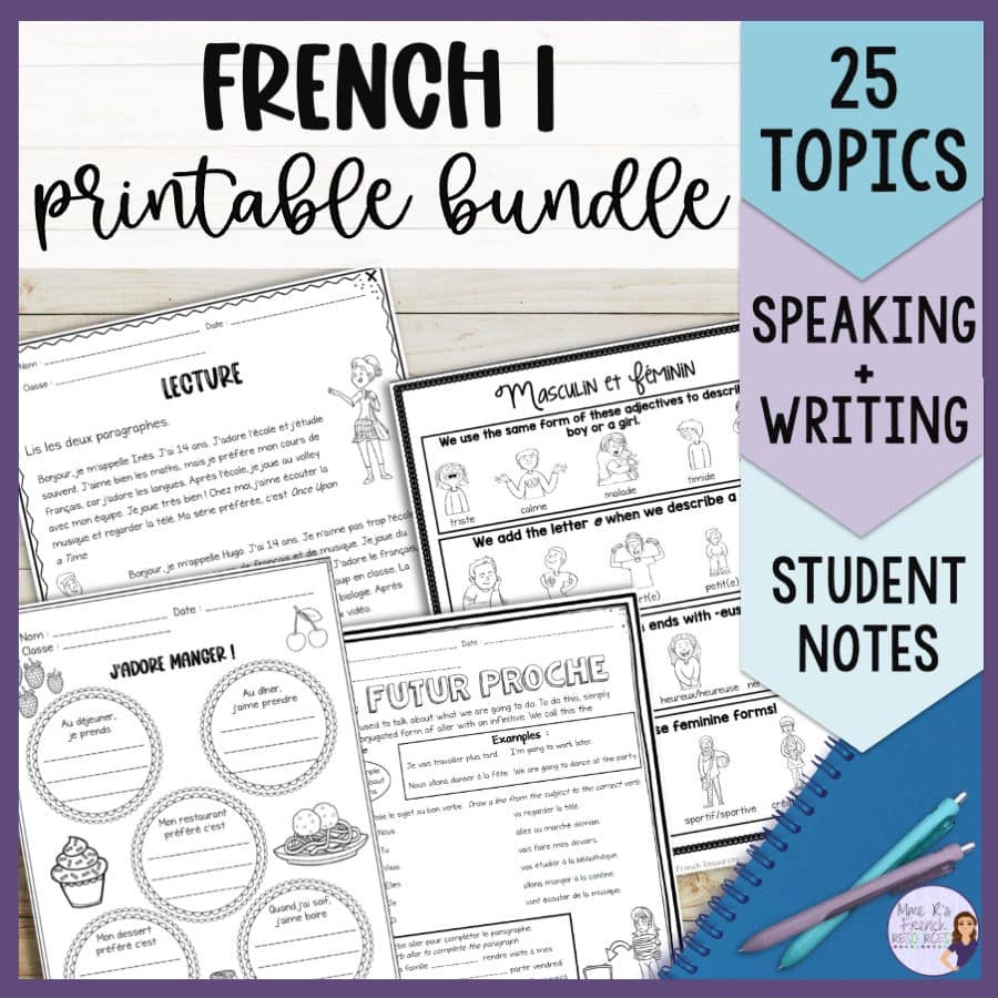 beginner French worksheets