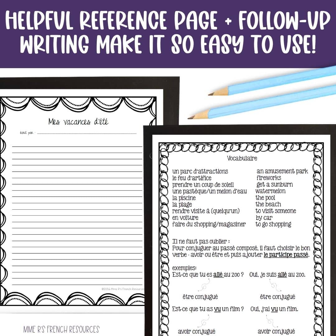 French summer break speaking activity