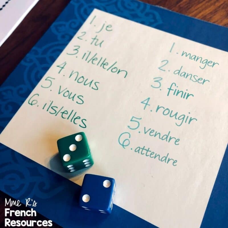 passé composé dice game