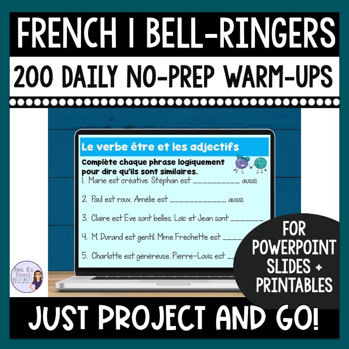 French 1 Bell Ringers for Daily Review and Classroom Routines 1 French 1 bellringers